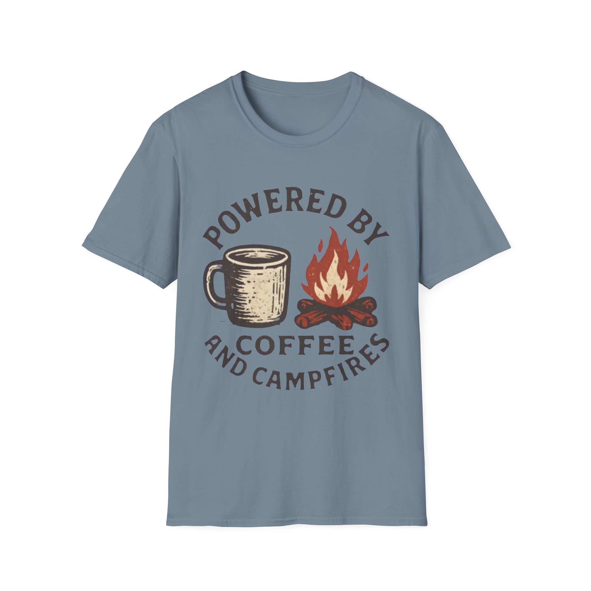 Powered By Coffee And Campfires Vintage Camping T-Shirt