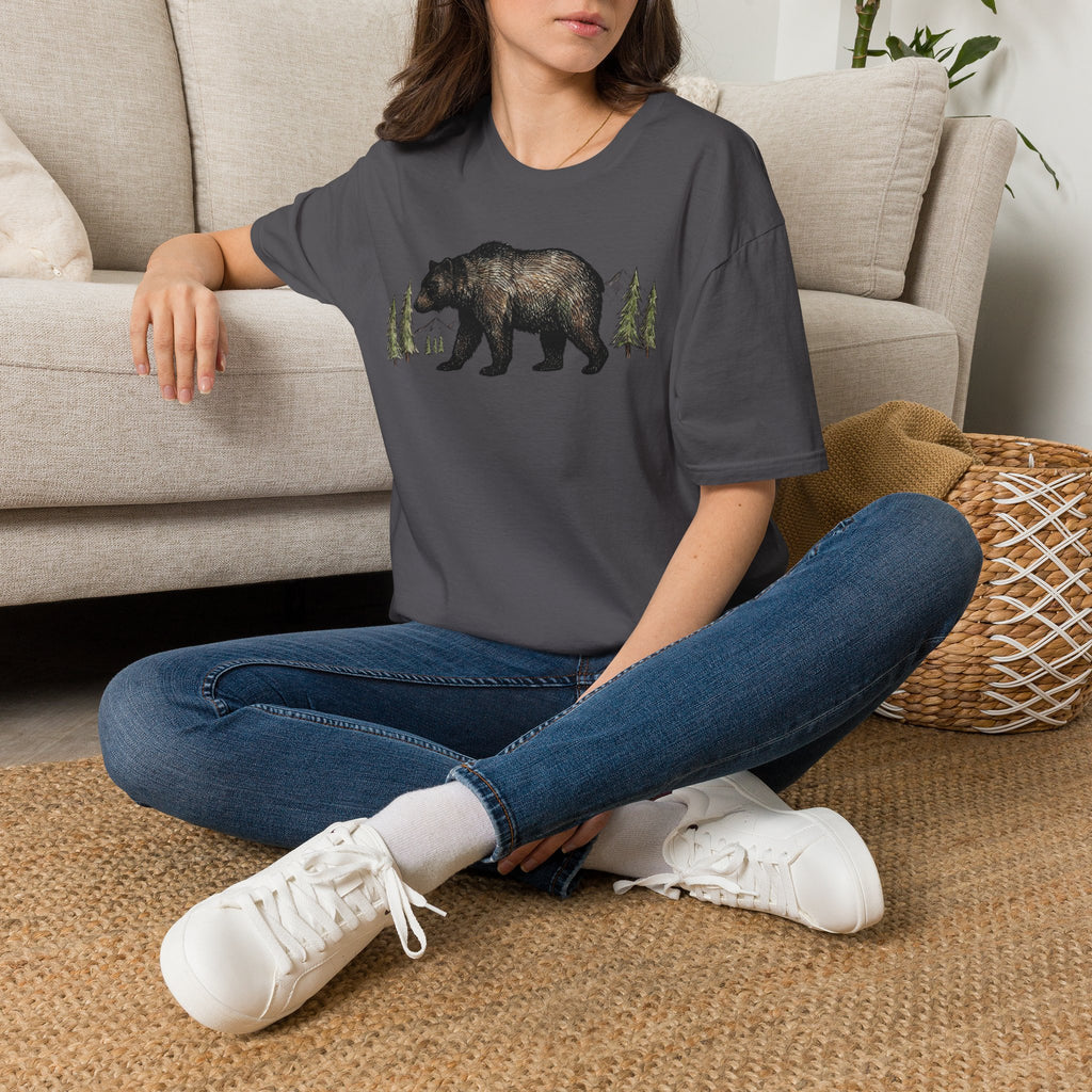 Bear & Forest T‑Shirt - Rustic Woodland Graphic Tee