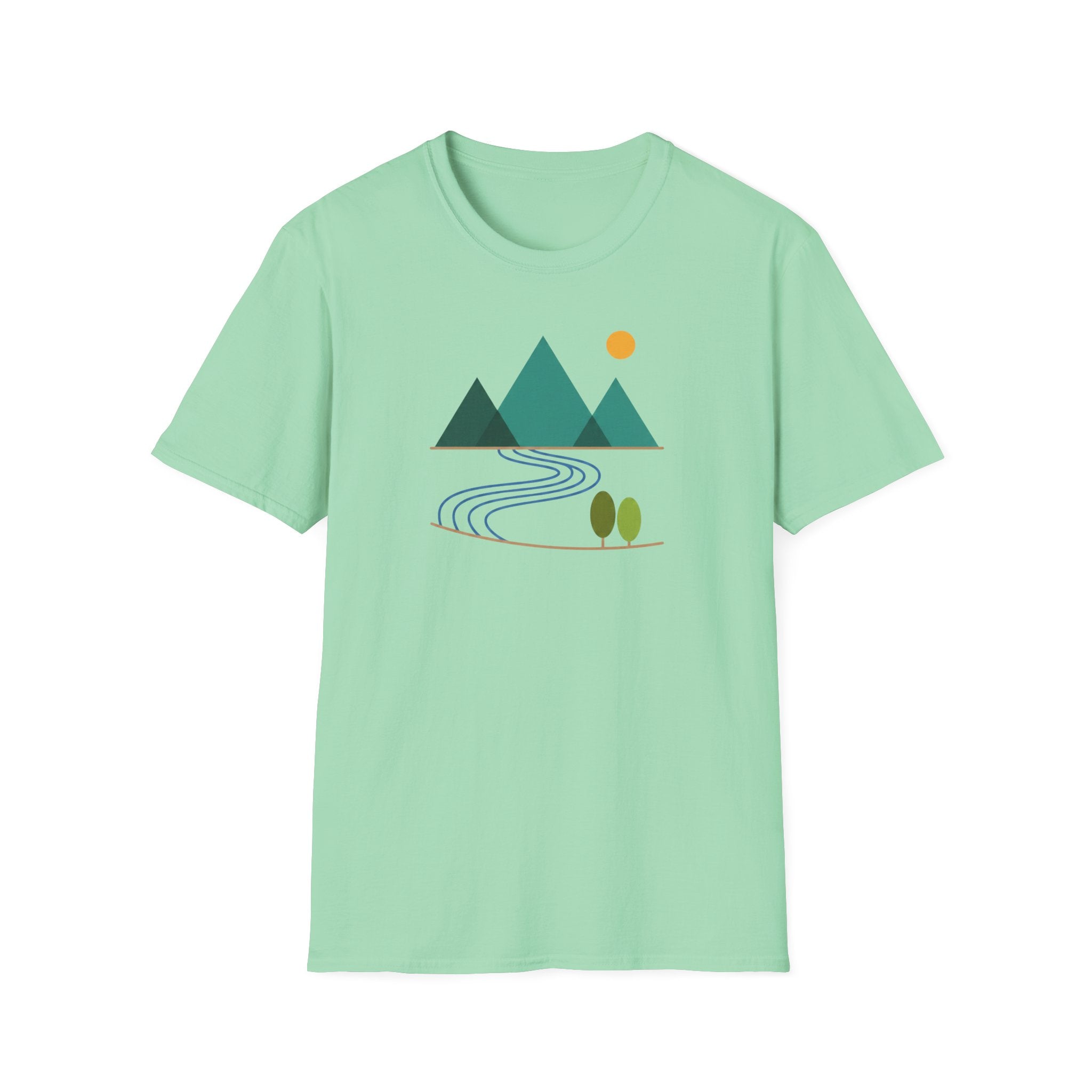 Minimal Mountain River T-Shirt — Nature Graphic Tee