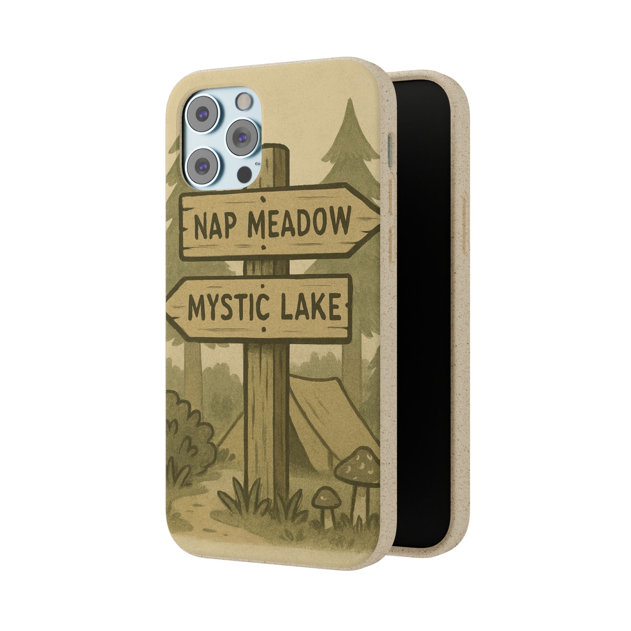 Biodegradable Phone Case — 'Nap Meadow' Mystic Lake Camping Design