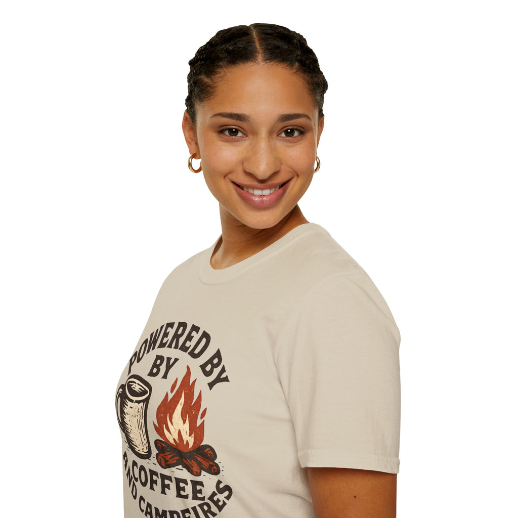 Powered By Coffee And Campfires Vintage Camping T-Shirt
