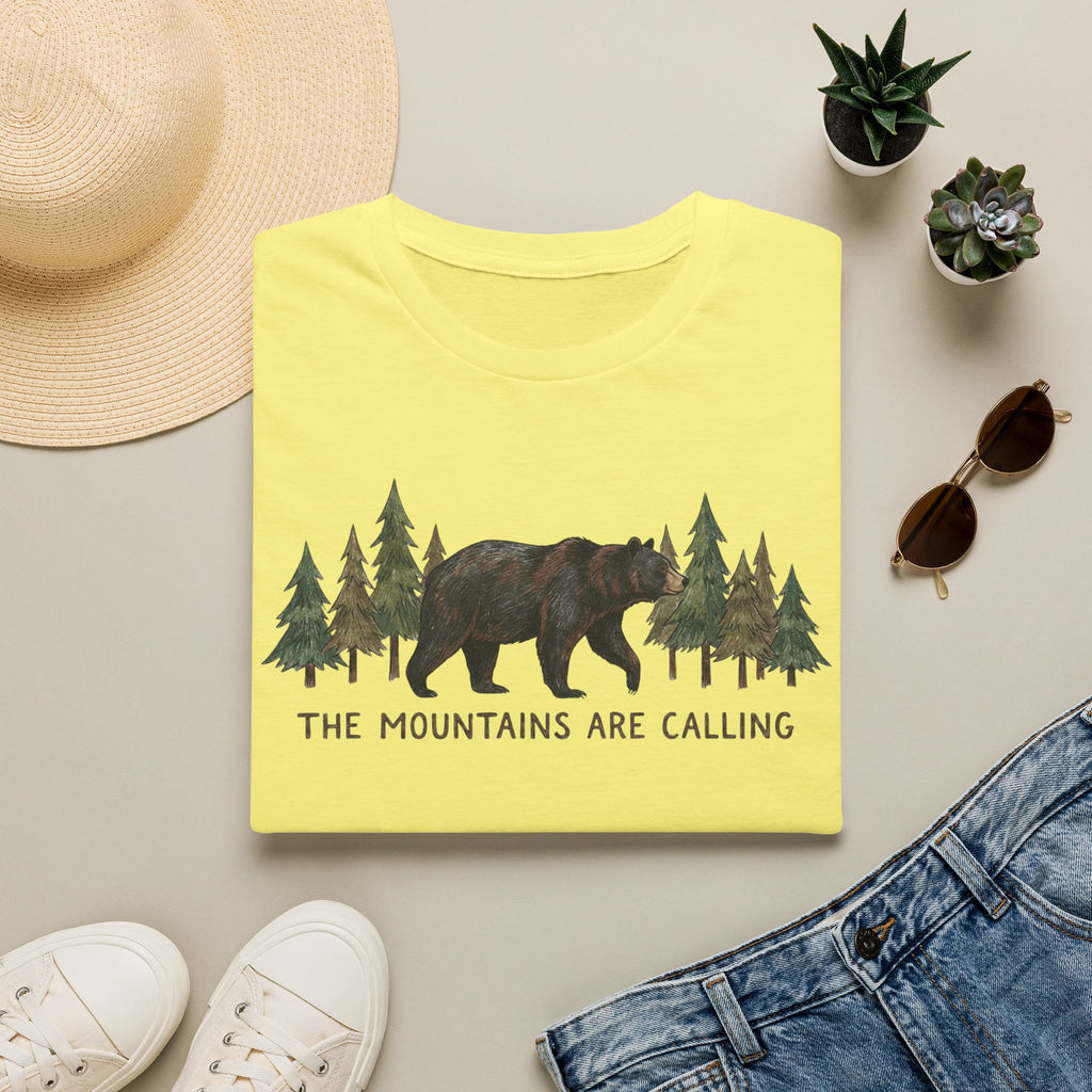 "The Mountains Are Calling" Bear and Pines T-Shirt — Outdoor Graphic Tee