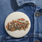 Autumn Mushroom Pin Button – Hand-Drawn Fall Fungi Badge