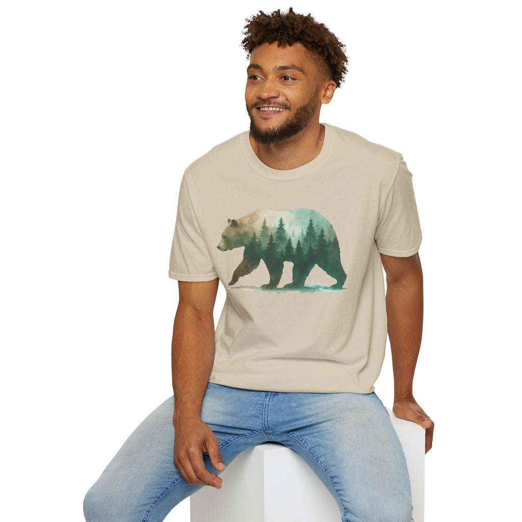 Forest Bear T-Shirt — Watercolor Woodland Bear Graphic Tee Shirt