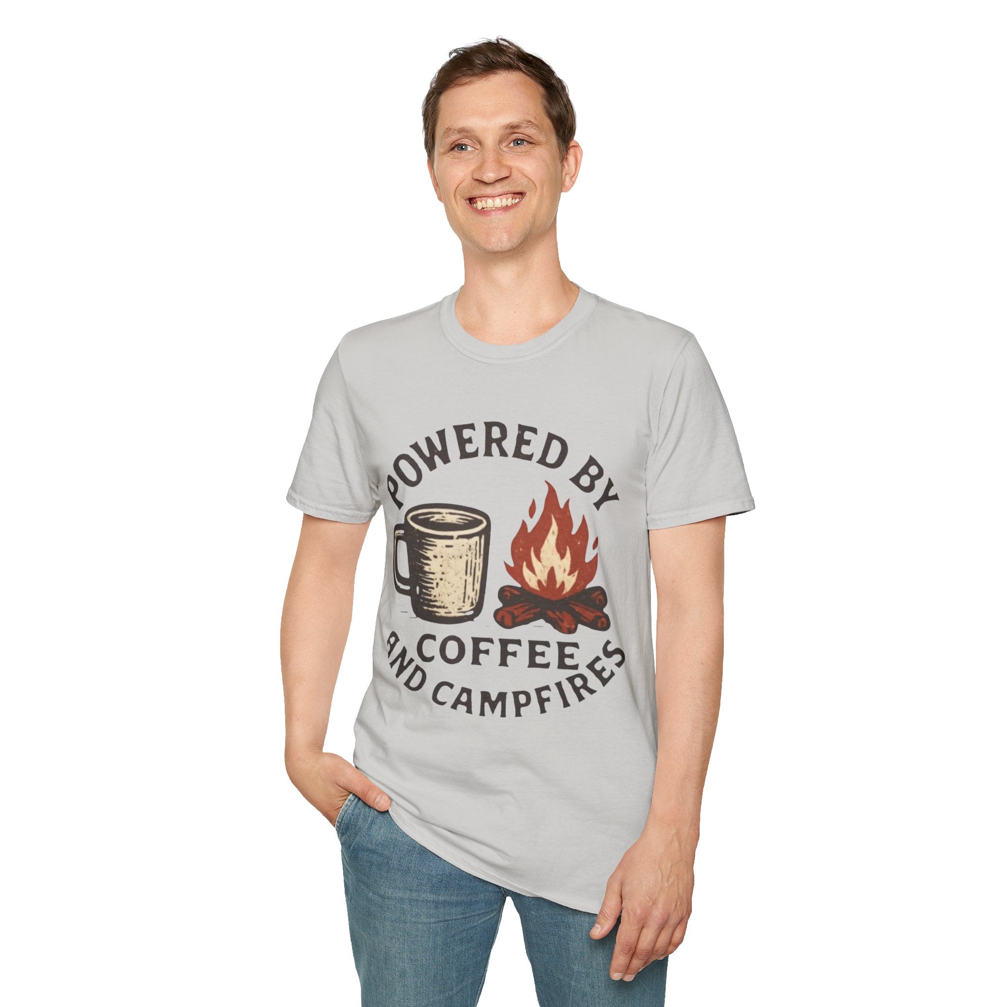 Powered By Coffee And Campfires Vintage Camping T-Shirt