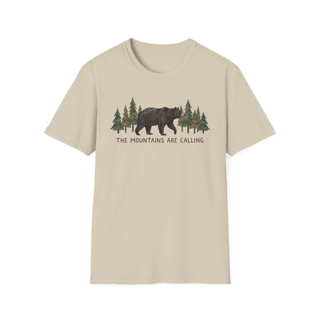 "The Mountains Are Calling" Bear and Pines T-Shirt — Outdoor Graphic Tee