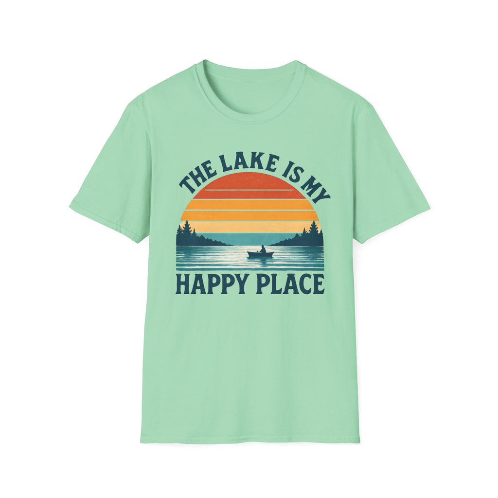 "The Lake Is My Happy Place" Canoe On The Lake At Sunset T-Shirt