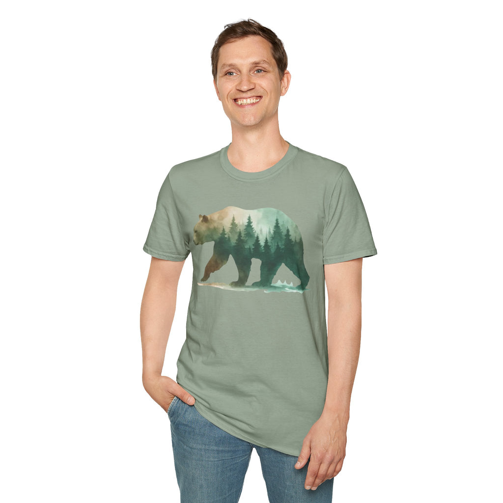 Forest Bear T-Shirt — Watercolor Woodland Bear Graphic Tee Shirt