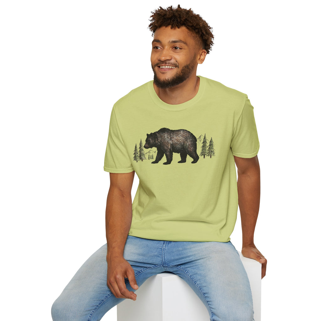 Bear & Forest T‑Shirt - Rustic Woodland Graphic Tee
