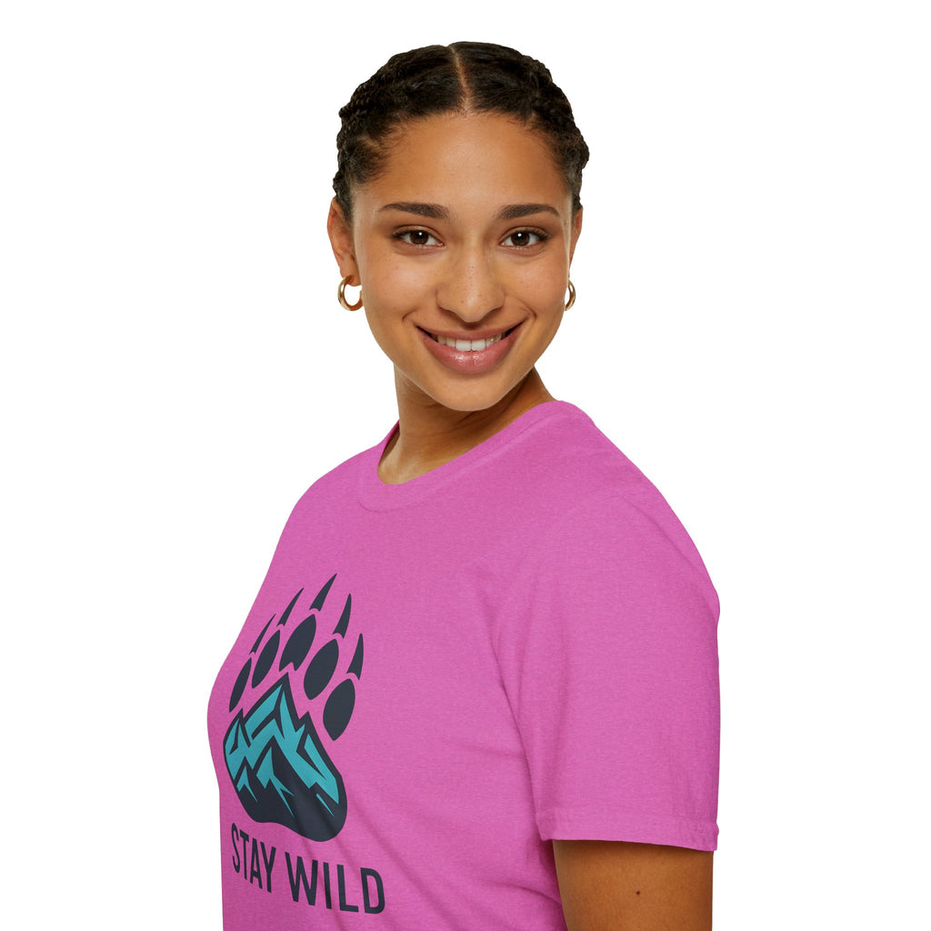"Stay Wild" Bear Footprint Mountain Emblem T-Shirt
