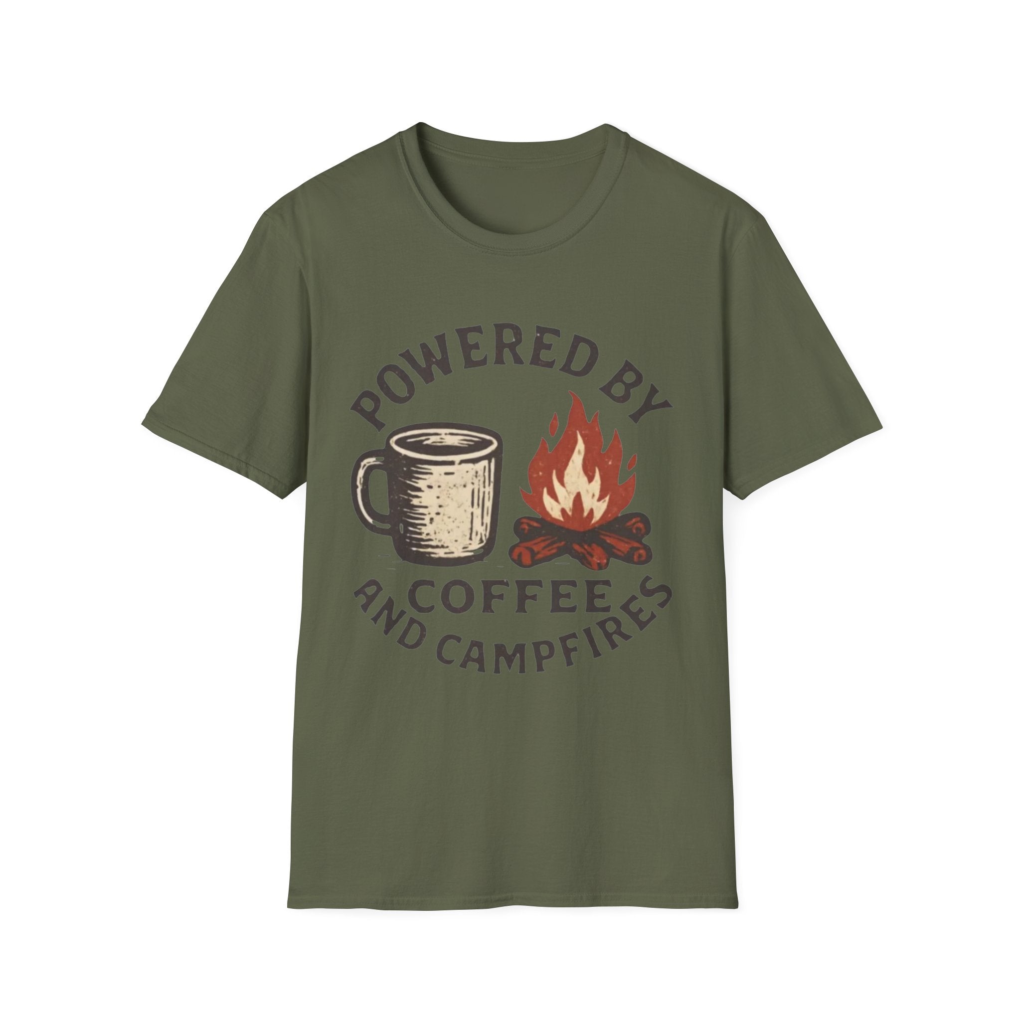 Powered By Coffee And Campfires Vintage Camping T-Shirt