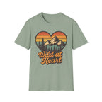 "Wild at Heart" Mountain Heart Retro Sunset Nature Tee Shirt