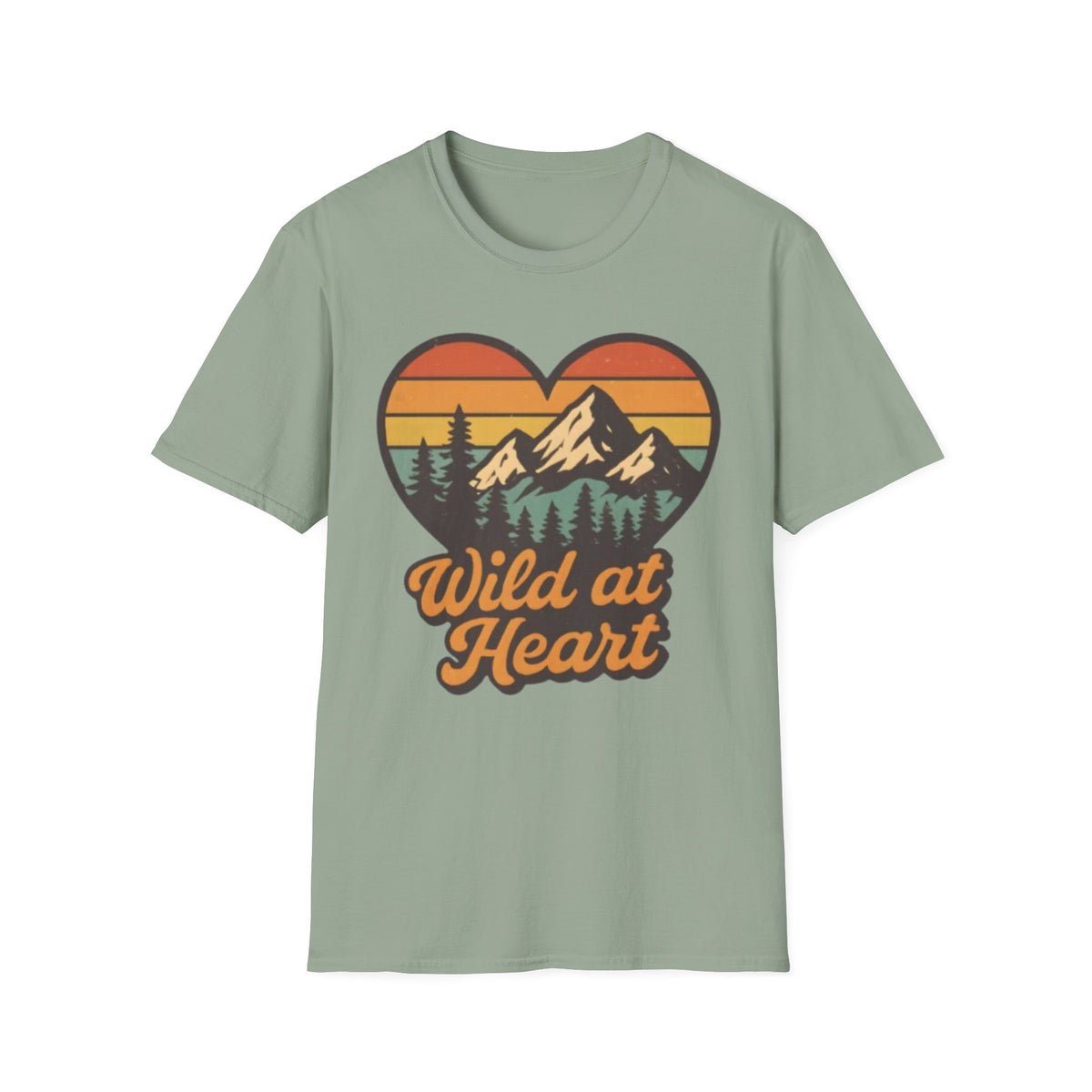 "Wild at Heart" Mountain Heart Retro Sunset Nature Tee Shirt