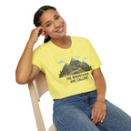 Campground Scenic T-Shirt — Minimalist Tent & Campfire Graphic