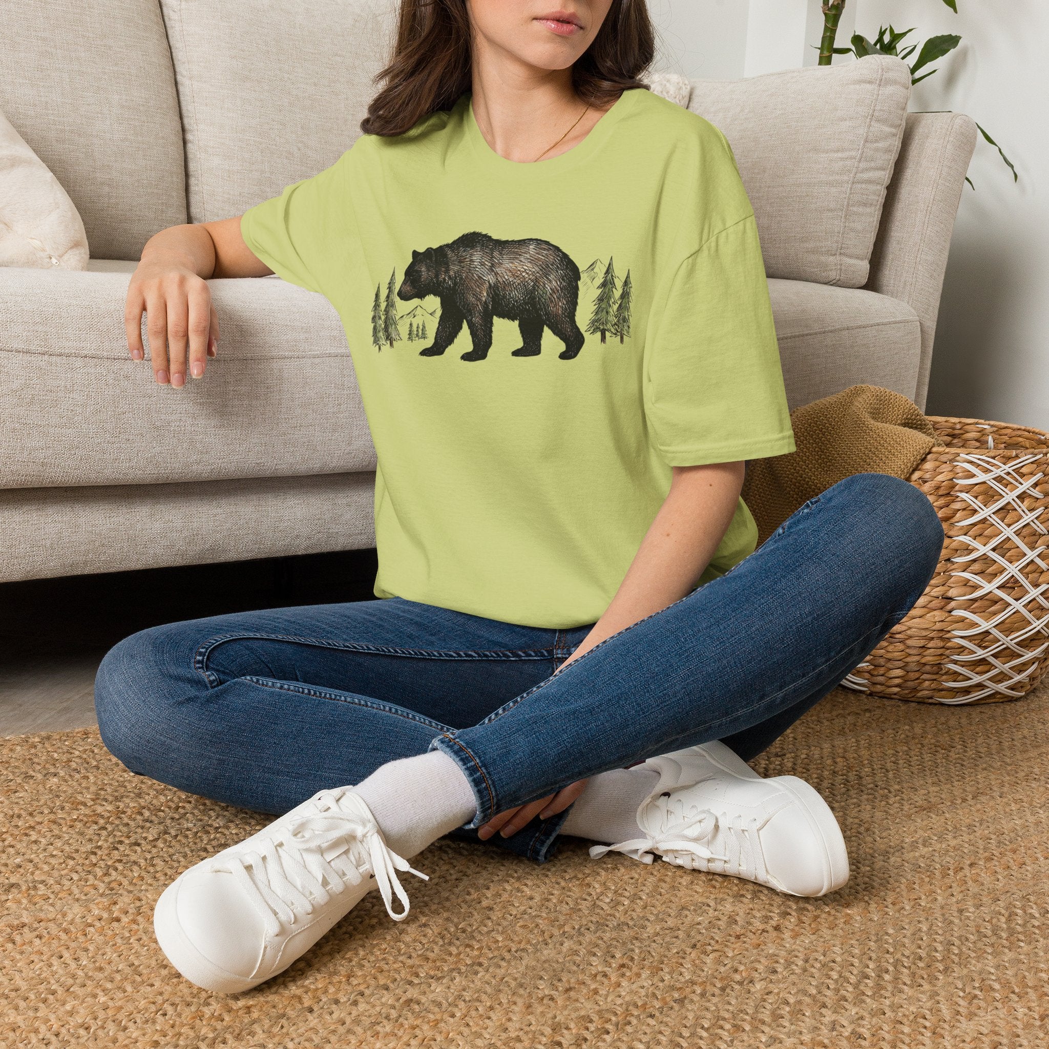 Bear & Forest T‑Shirt - Rustic Woodland Graphic Tee