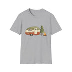 Vintage Camper & Campfire T-Shirt — Retro Trailer Camping Graphic Tee