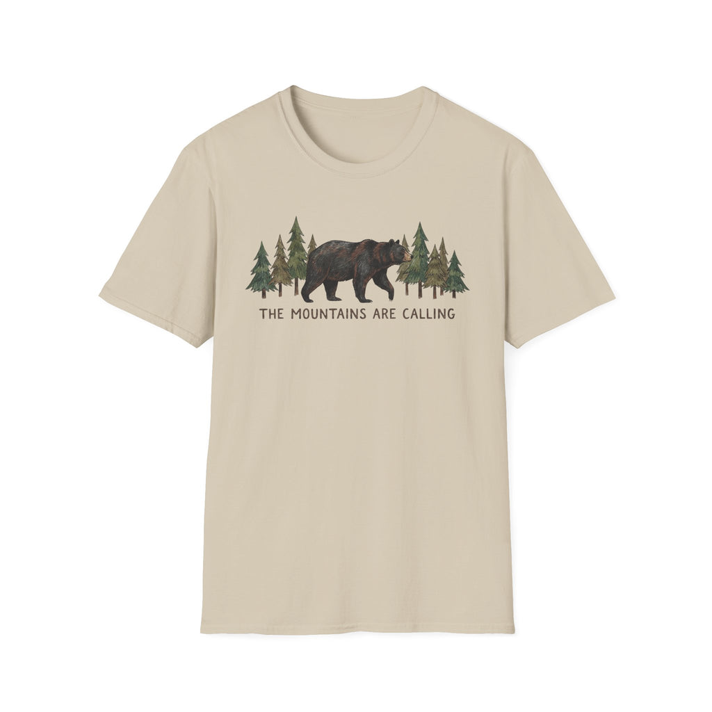 "The Mountains Are Calling" Bear and Pines T-Shirt — Outdoor Graphic Tee