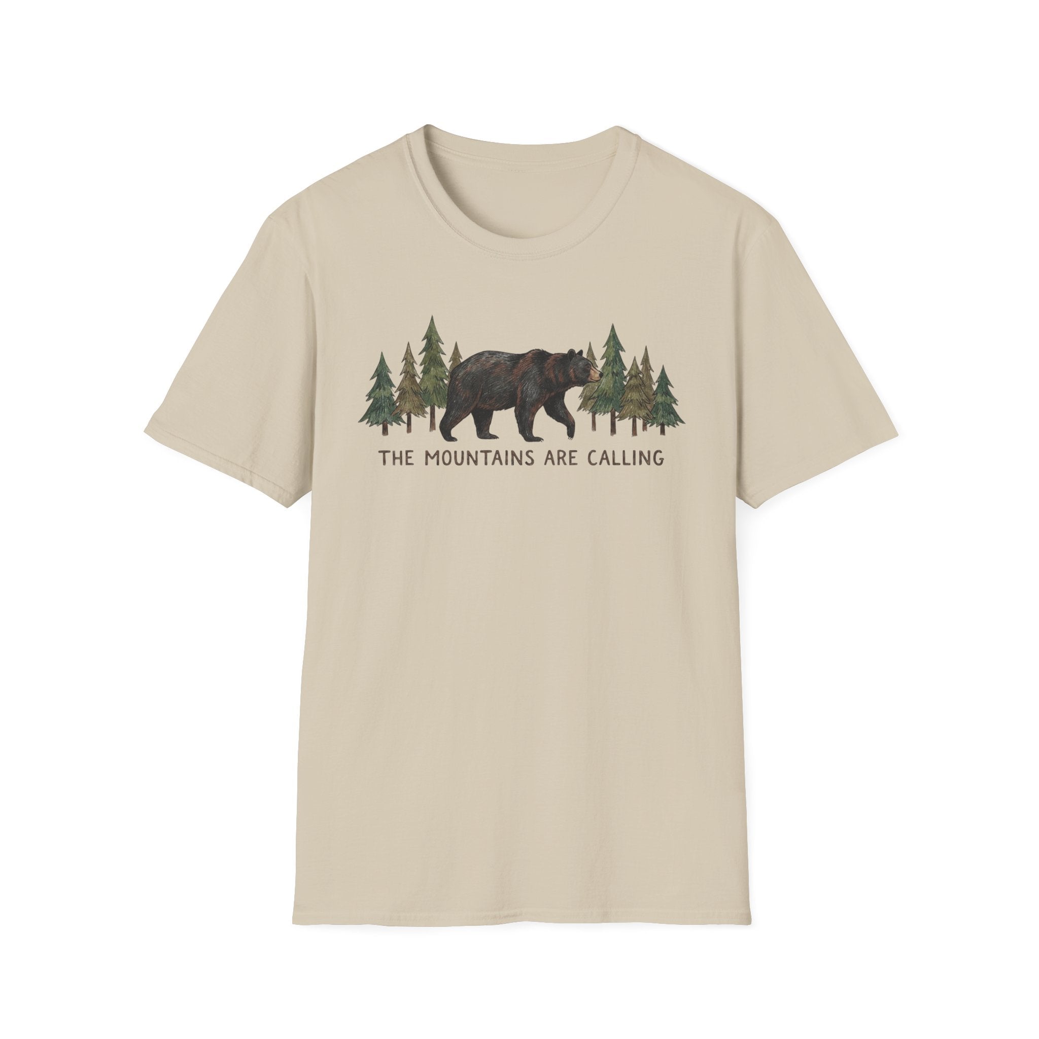 "The Mountains Are Calling" Bear and Pines T-Shirt — Outdoor Graphic Tee