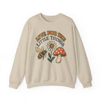 "Live For The Little Things" Bee, Daisy & Mushroom Retro Nature Design Crewneck Sweatshirt