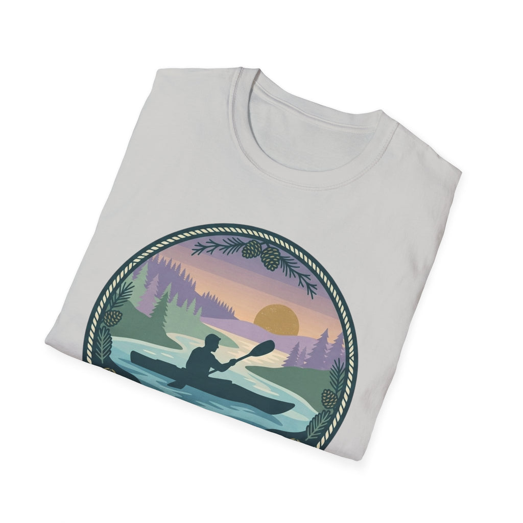 Kayak Sunset T‑Shirt — "Drift Into The Quiet Places" Outdoor Relaxation Tee