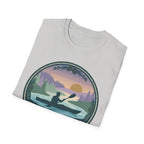 Kayak Sunset T‑Shirt — "Drift Into The Quiet Places" Outdoor Relaxation Tee