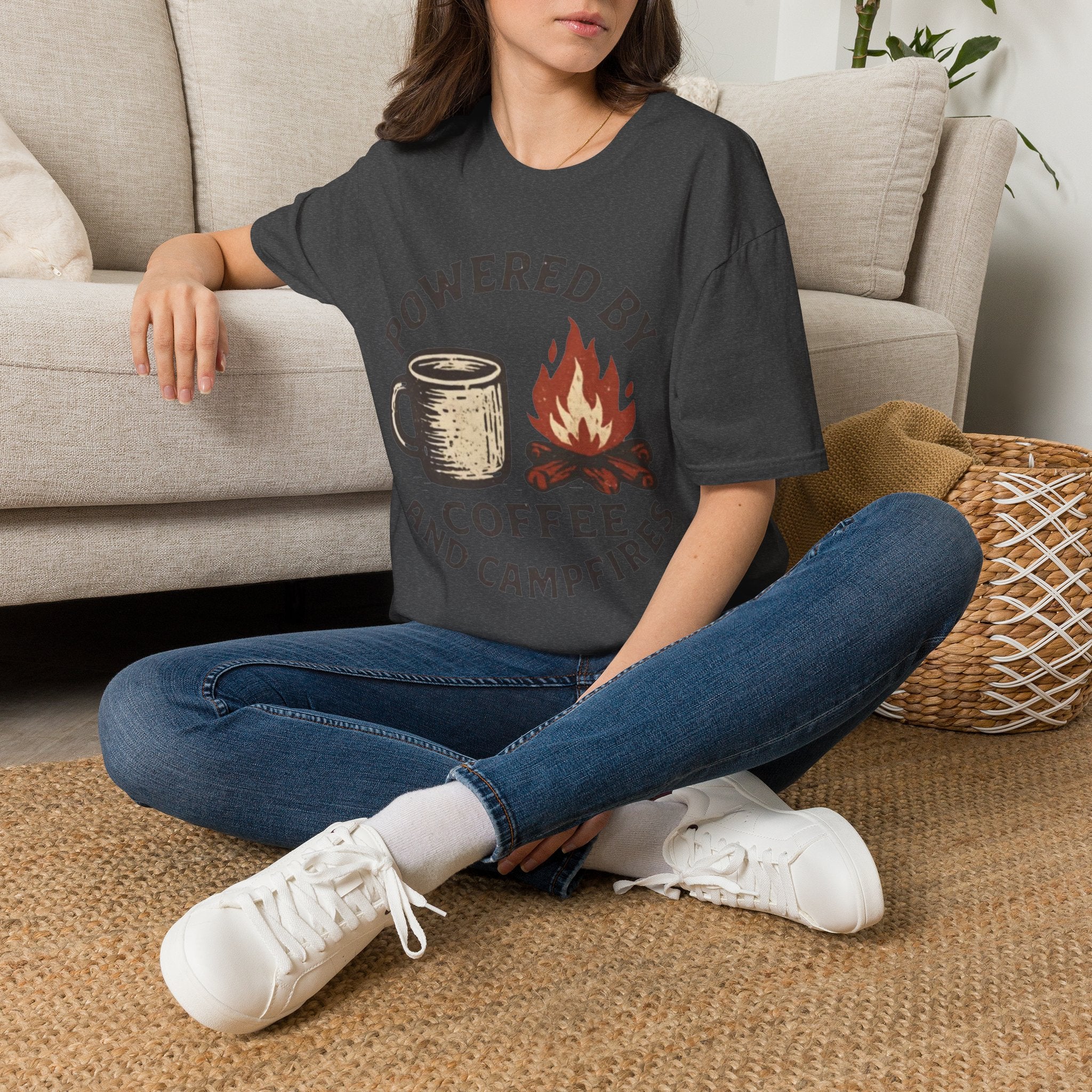 Powered By Coffee And Campfires Vintage Camping T-Shirt
