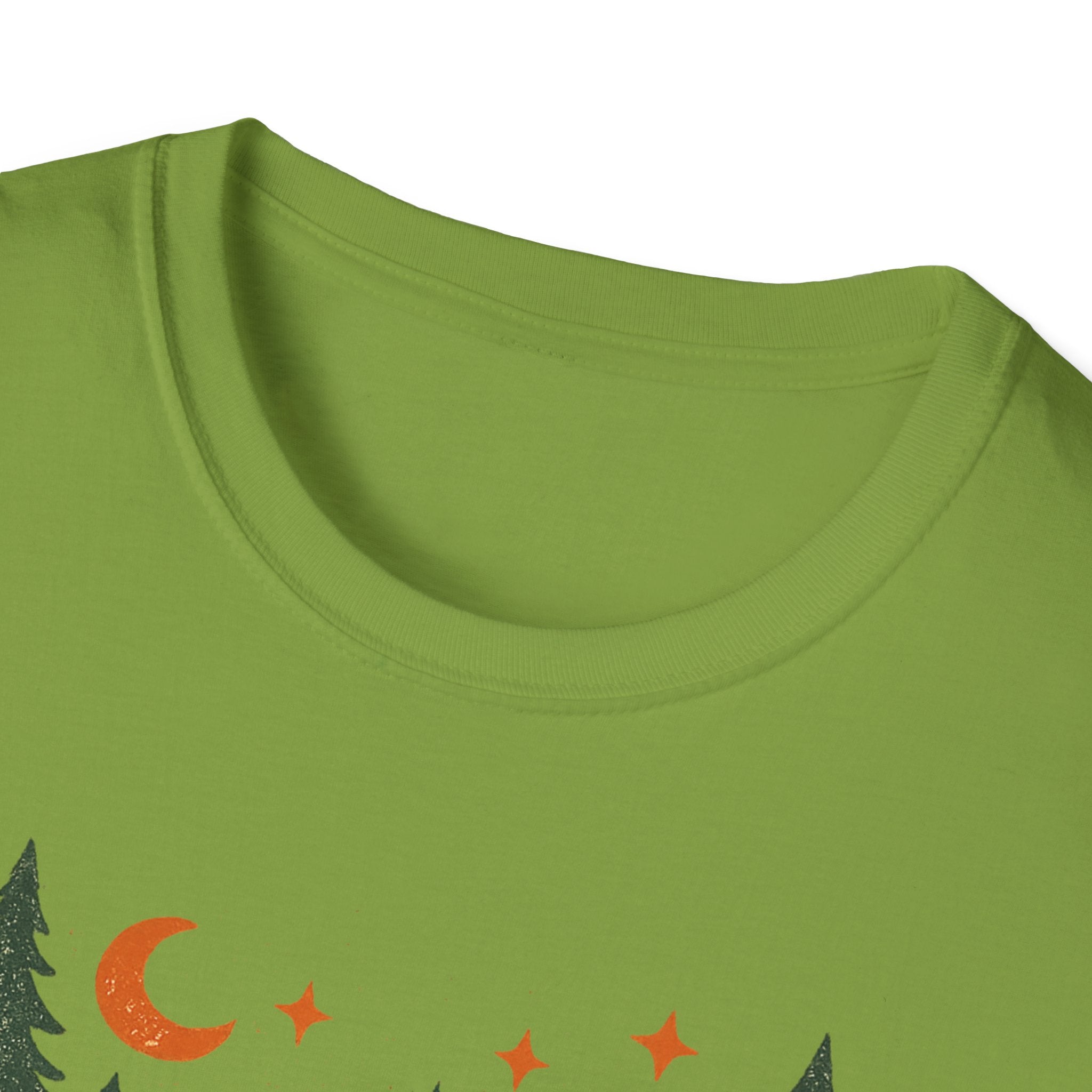 "Campfires & Good Times" T-Shirt — Retro Camping Tee with Bonfire, Trees & Coffee Mug