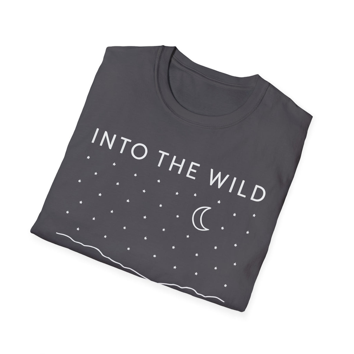 Into The Wild Canoe T-Shirt - Minimal Night Sky Lake Camping Tee