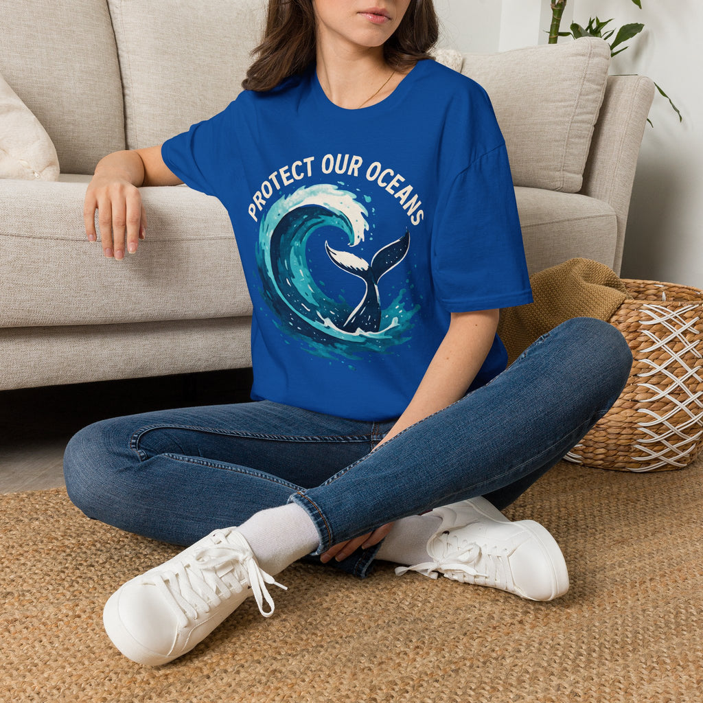 "Protect Our Oceans" Wave Whale Conservation T-Shirt