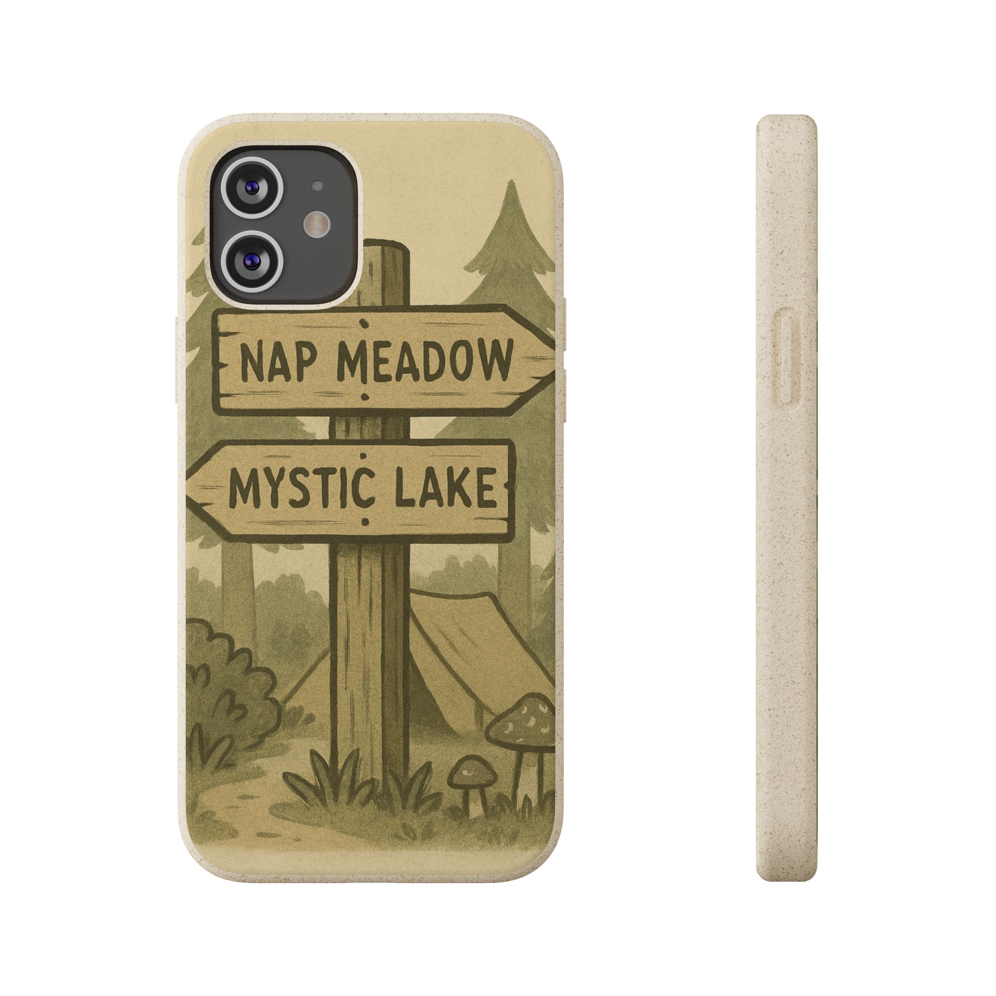 Biodegradable Phone Case — 'Nap Meadow' Mystic Lake Camping Design