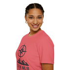 "Seek New Trails" Compass Over Mountains T-Shirt