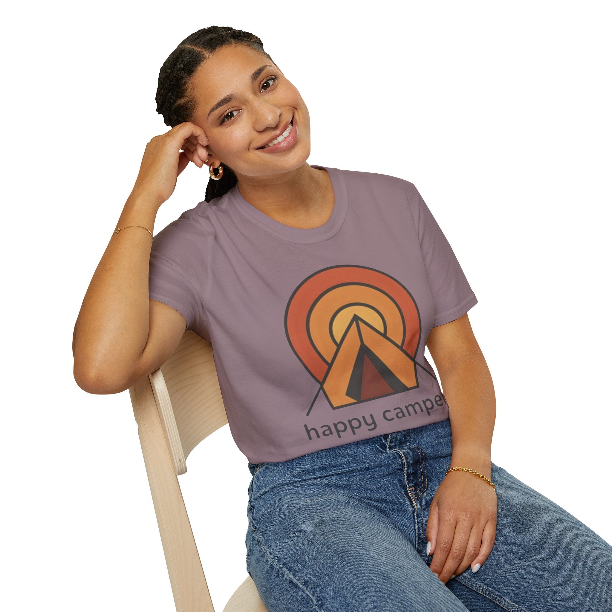 Happy Camper Retro Sunset Camping T-Shirt
