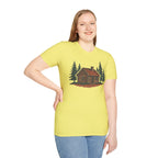 Vintage Cozy Cabin T-Shirt — Faded Pine Tree Cabin Tee