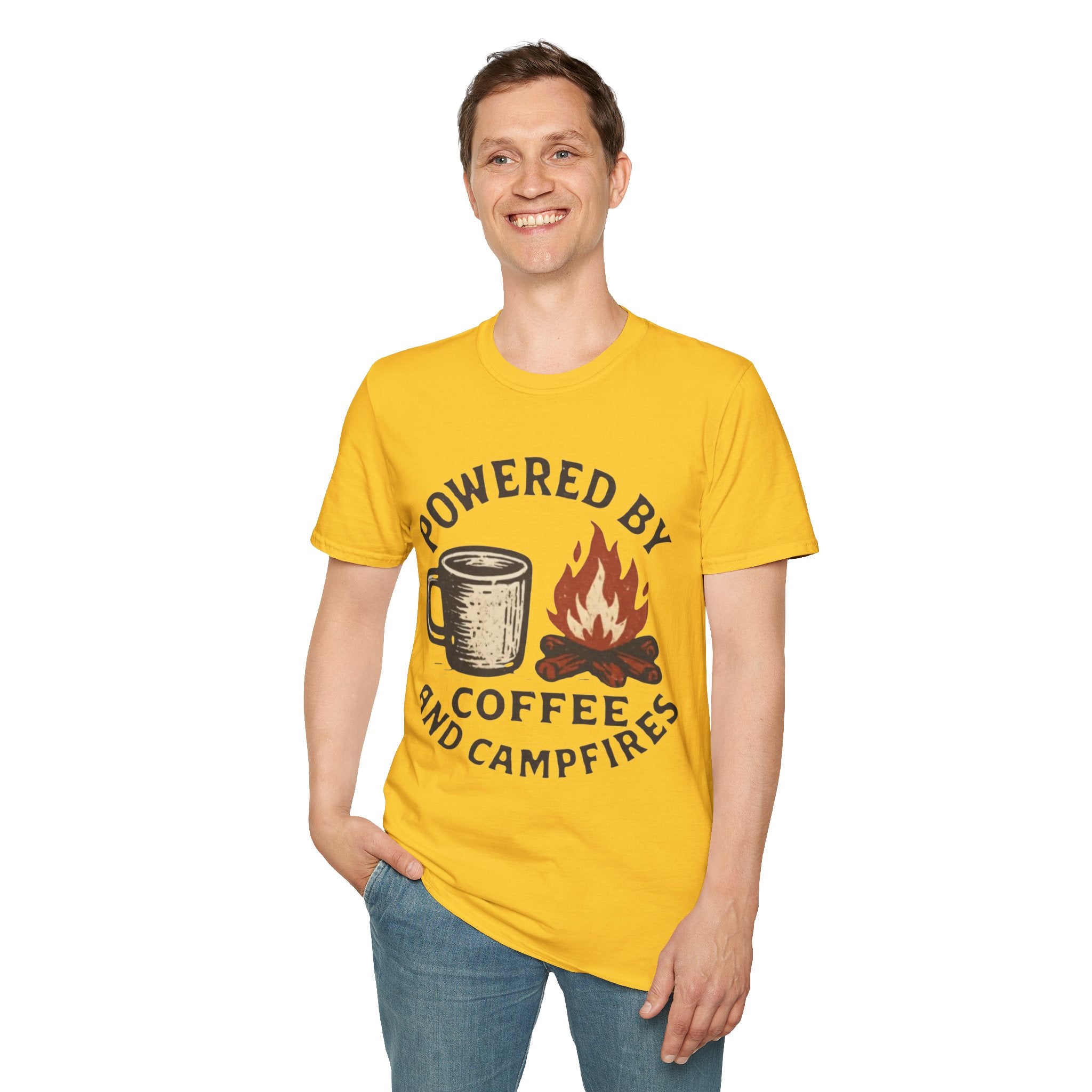 Powered By Coffee And Campfires Vintage Camping T-Shirt