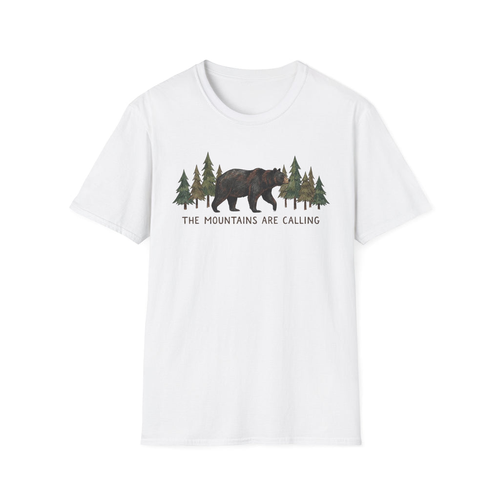 "The Mountains Are Calling" Bear and Pines T-Shirt — Outdoor Graphic Tee