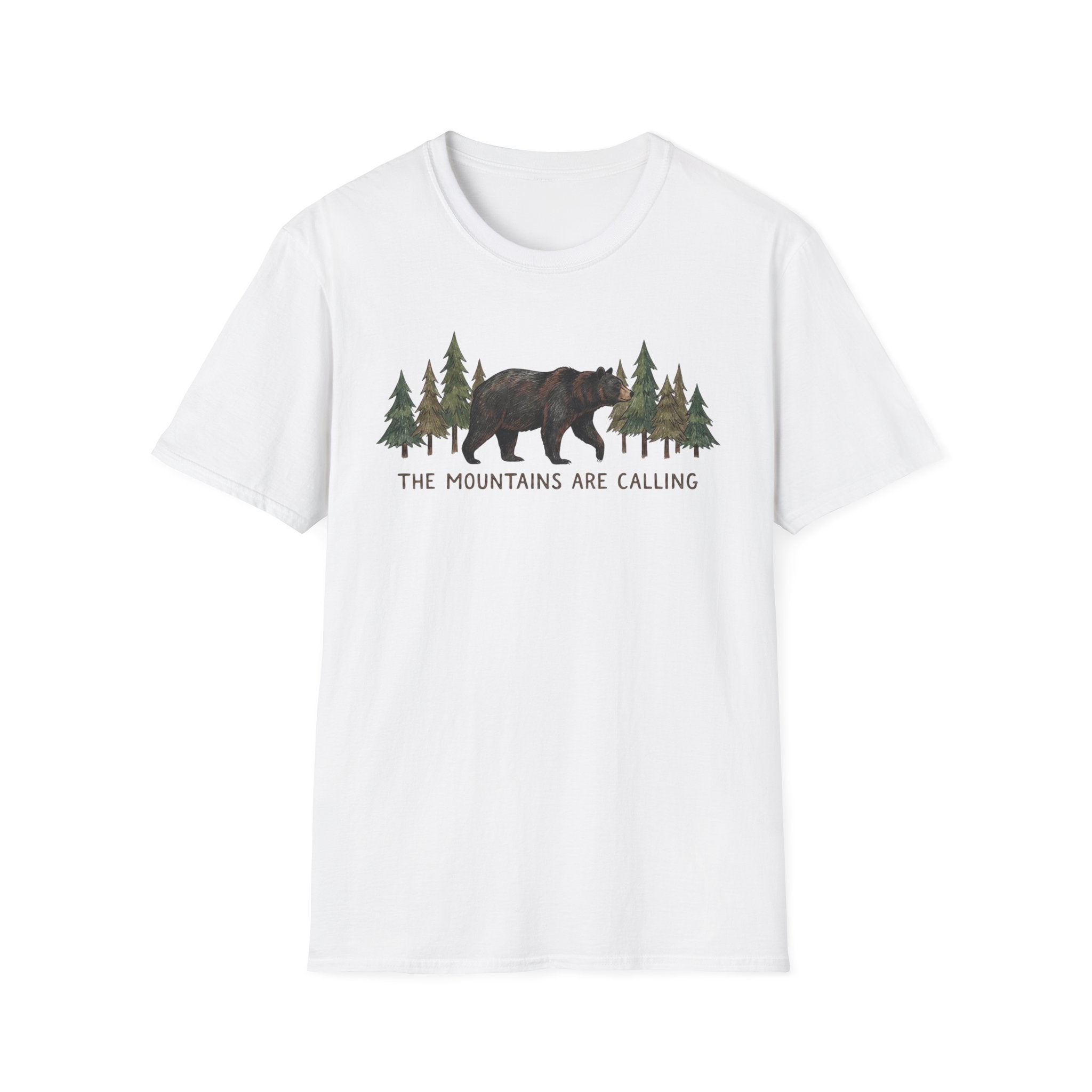 "The Mountains Are Calling" Bear and Pines T-Shirt — Outdoor Graphic Tee