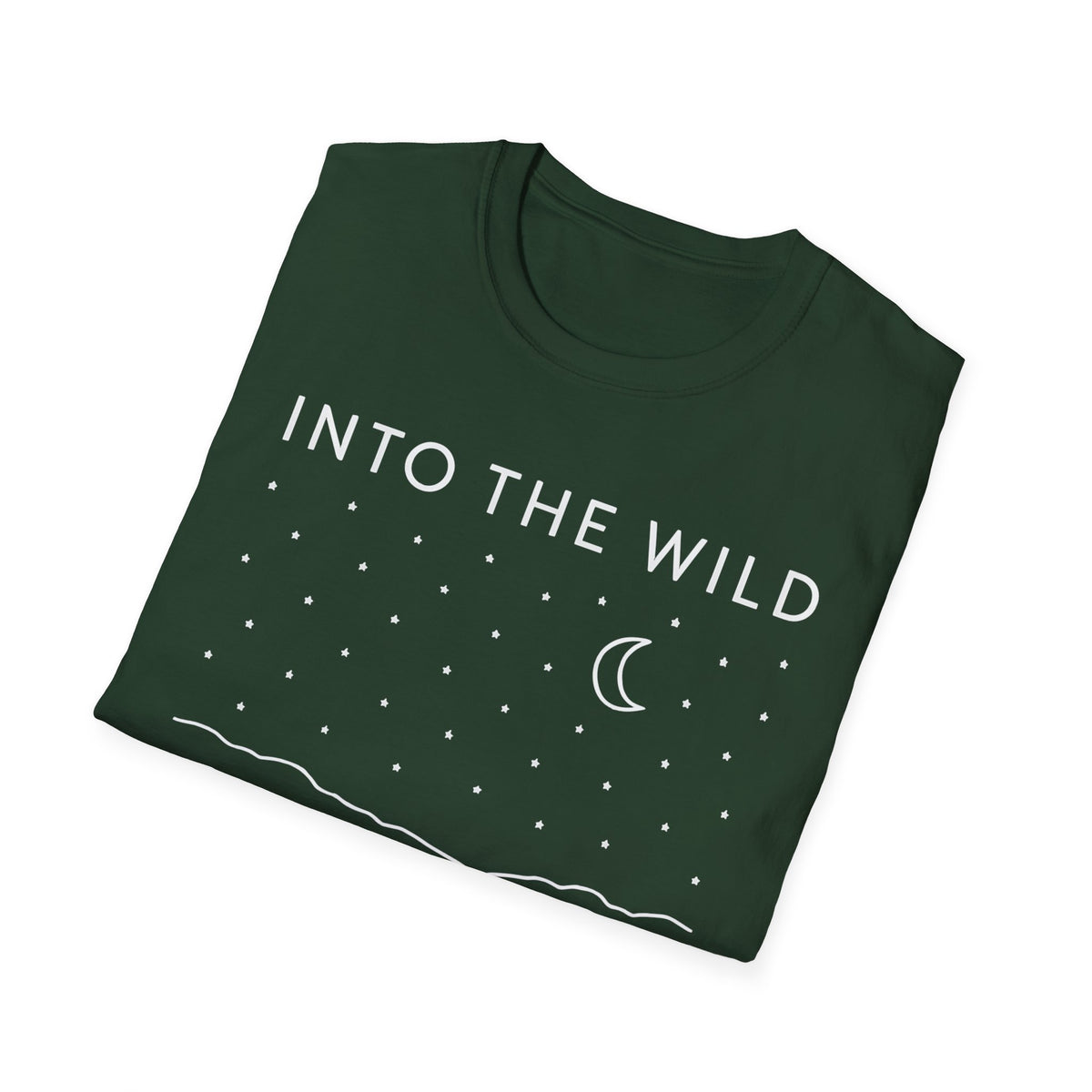 Into The Wild Canoe T-Shirt - Minimal Night Sky Lake Camping Tee