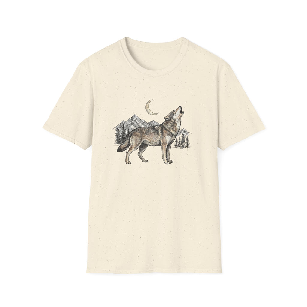 Wolf Howl T-Shirt — Moonlit Mountain Wildlife Tee