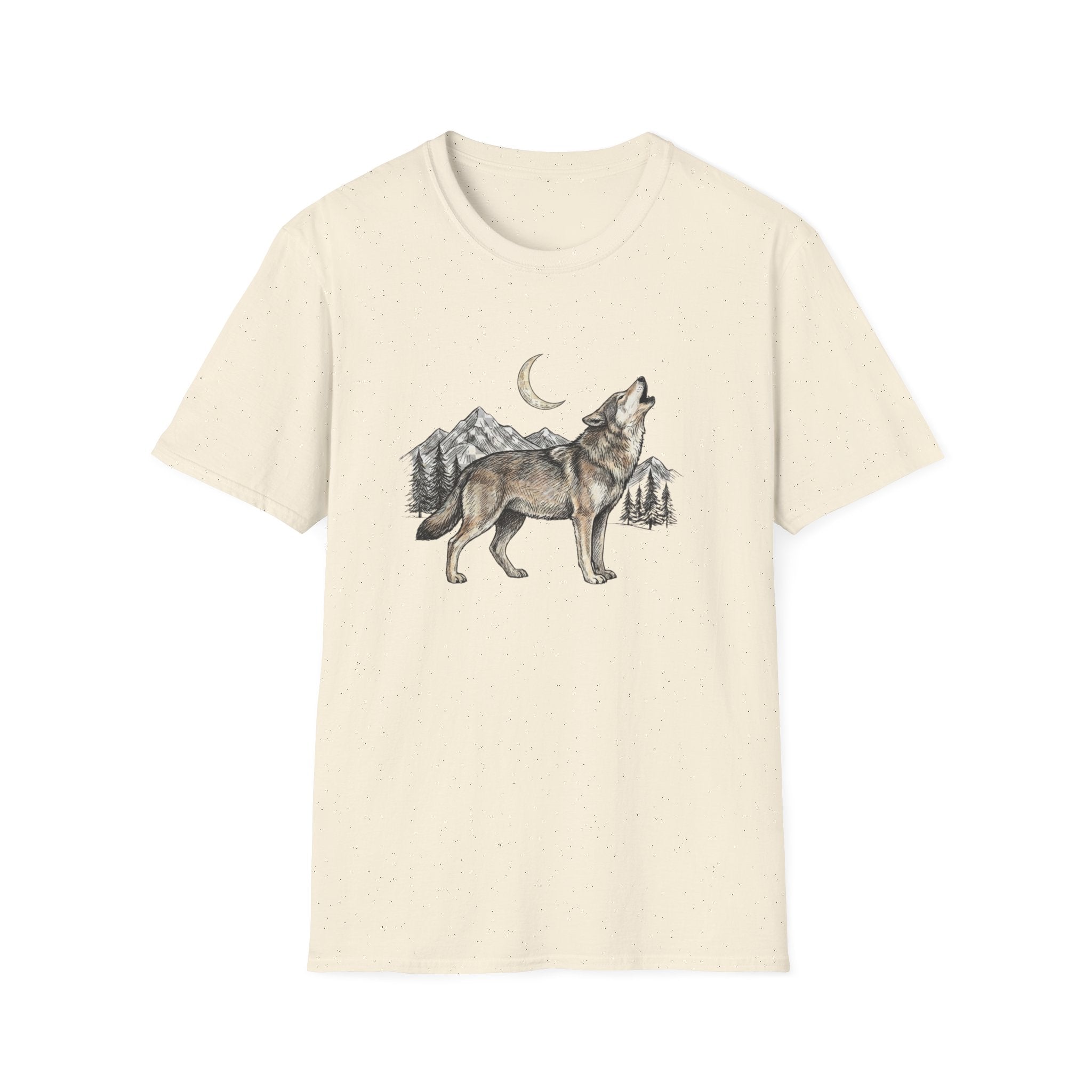 Wolf Howl T-Shirt — Moonlit Mountain Wildlife Tee