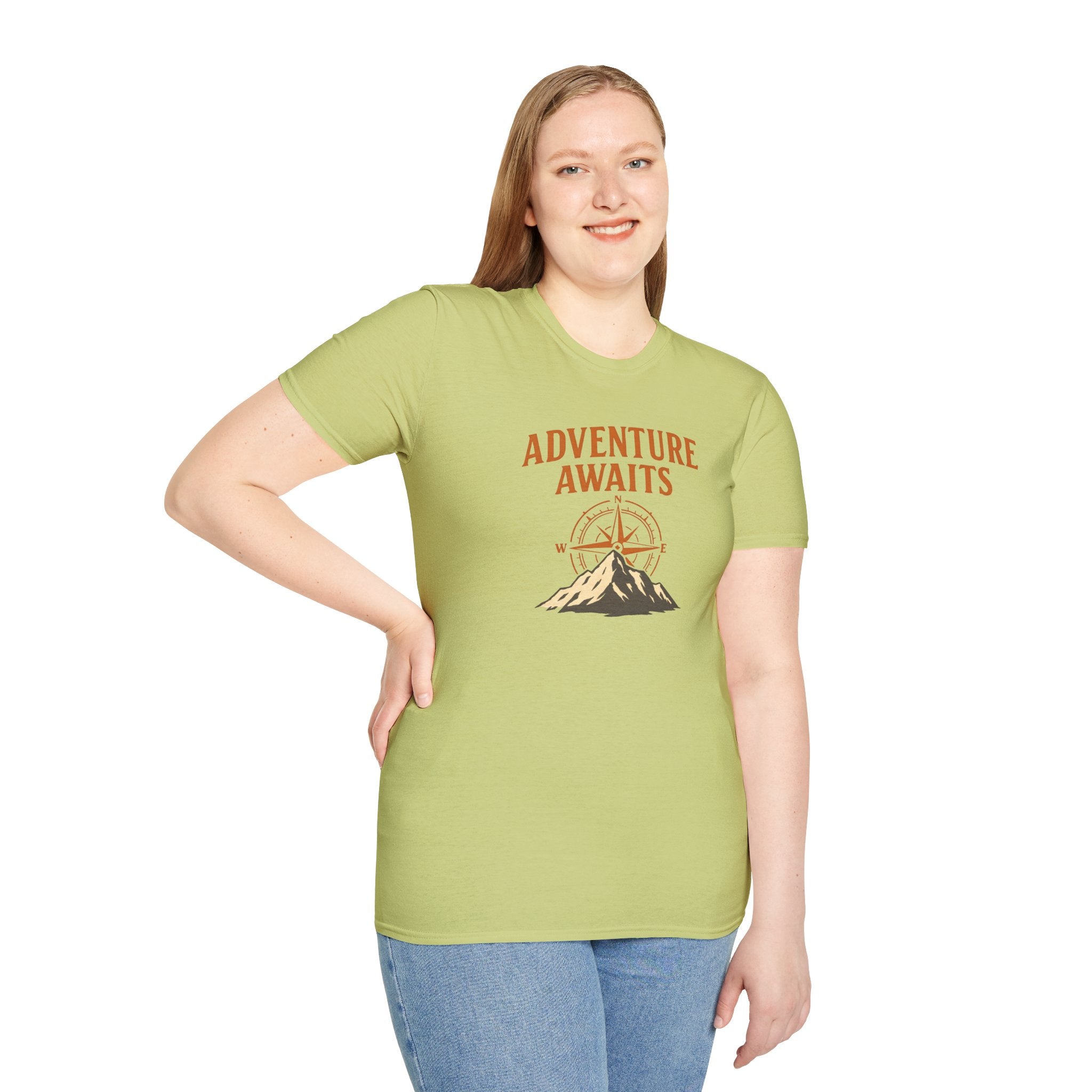 "Adventure Awaits" Compass & Mountain T-Shirt