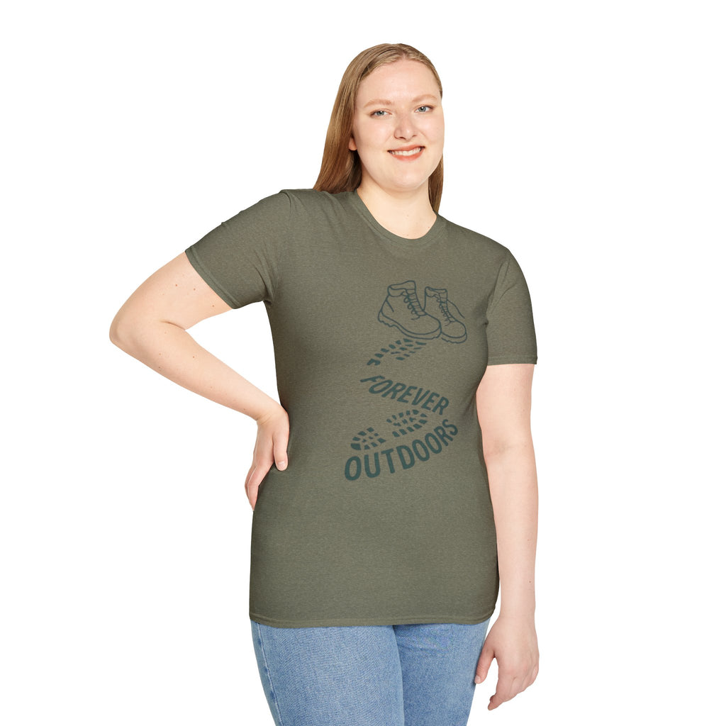 Boots with Footprints "Forever Outdoors" T-Shirt