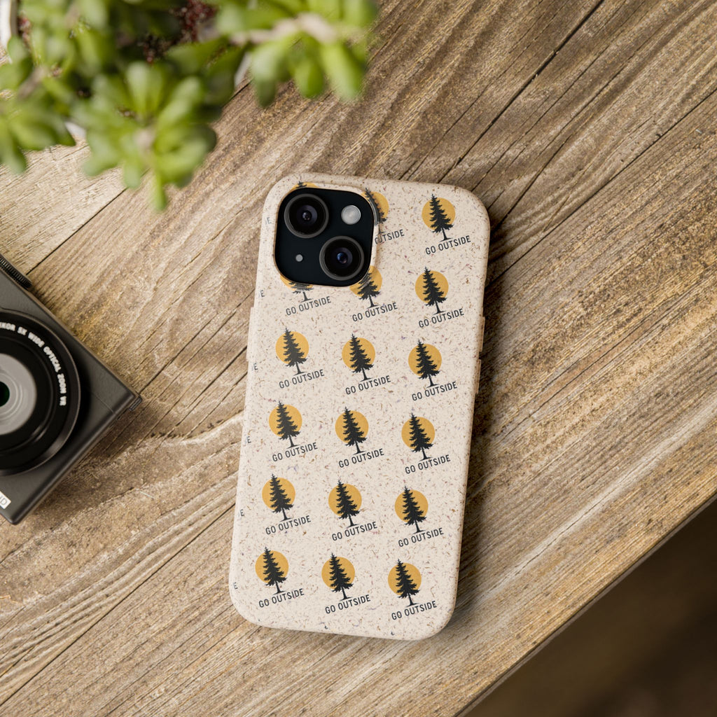 Biodegradable Phone Case — 'Go Outside' Recycled Eco-Friendly iPhone Cover