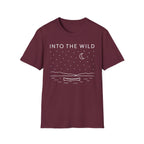 Into The Wild Canoe T-Shirt - Minimal Night Sky Lake Camping Tee