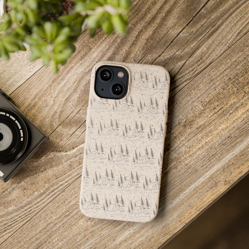 Biodegradable Phone Case — Eco-Friendly Forest Sketch Pattern
