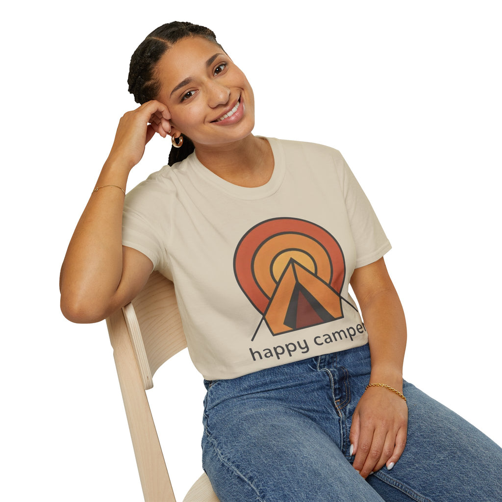 Happy Camper Retro Sunset Camping T-Shirt