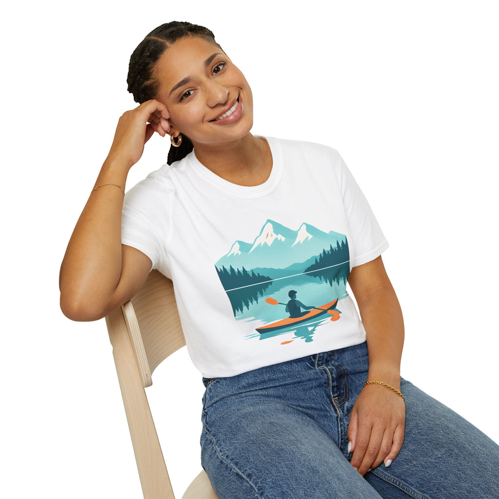 Kayaker on Serene Mountain Lake T-Shirt
