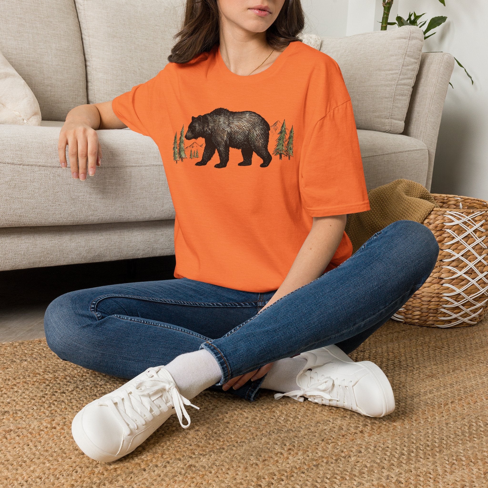 Bear & Forest T‑Shirt - Rustic Woodland Graphic Tee
