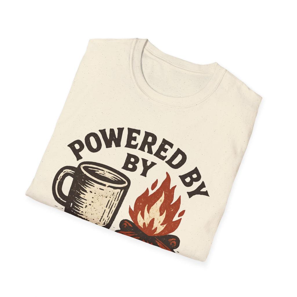 Powered By Coffee And Campfires Vintage Camping T-Shirt