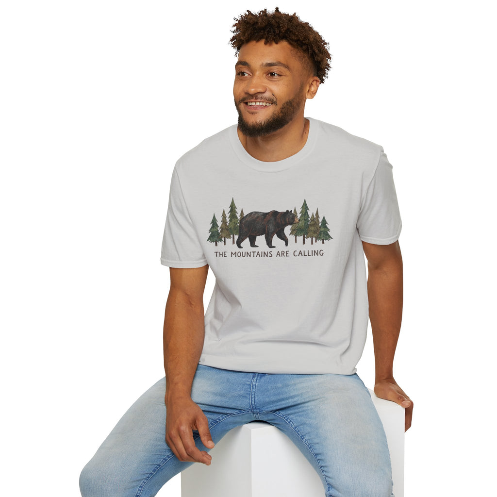 "The Mountains Are Calling" Bear and Pines T-Shirt — Outdoor Graphic Tee