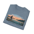 Outdoor T-Shirt — "Seeking Simple Treasures" Sunset Hiker Graphic